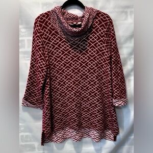 NWOT Anthropologie Moth Magenta Cowl Neck Sweater Alpaca Blend Boho Luxe Size L